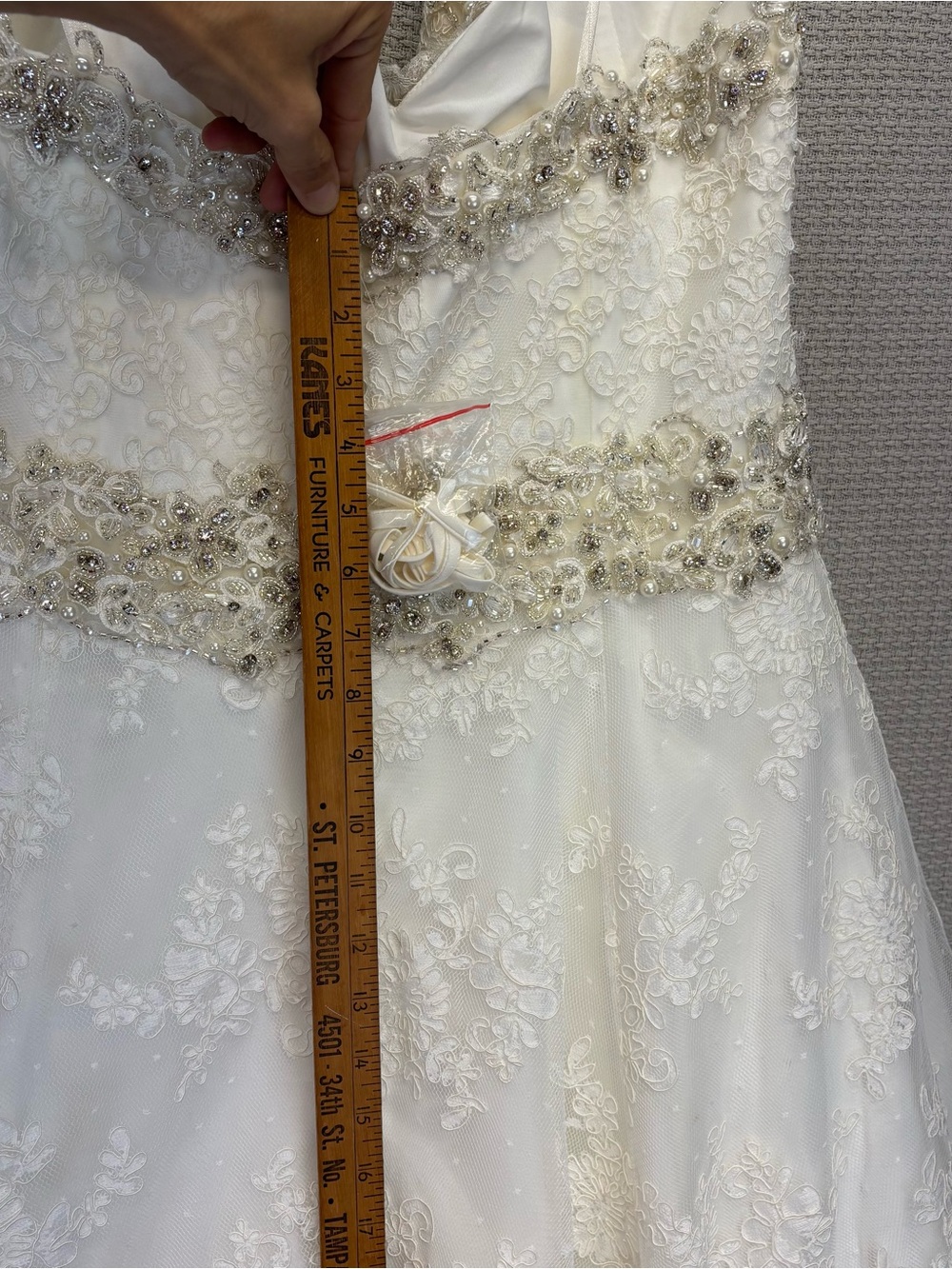 NWT Mori Lee Model 1913 A-Line Wedding Dress Sz 20- Ivory Silver Beading Lace - Picture 15 of 16
